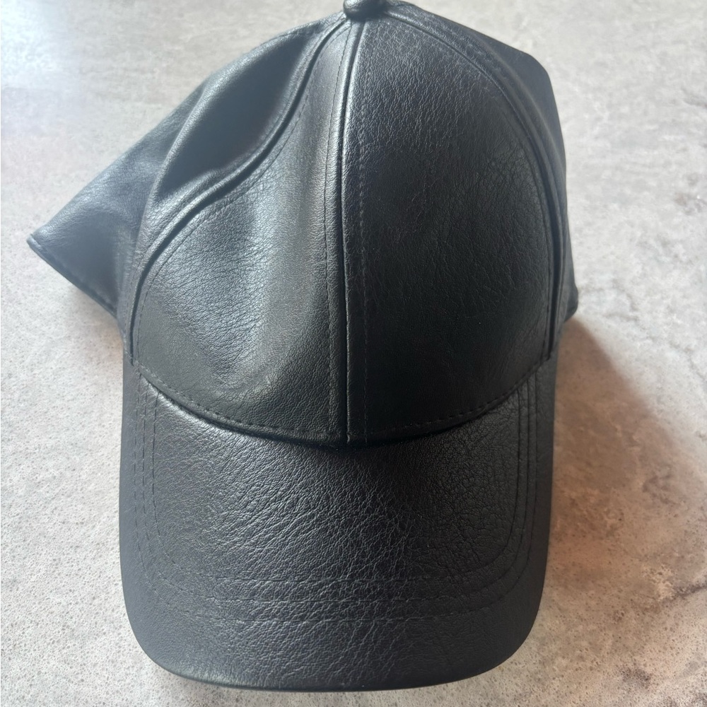 Black Leather Baseball Cap